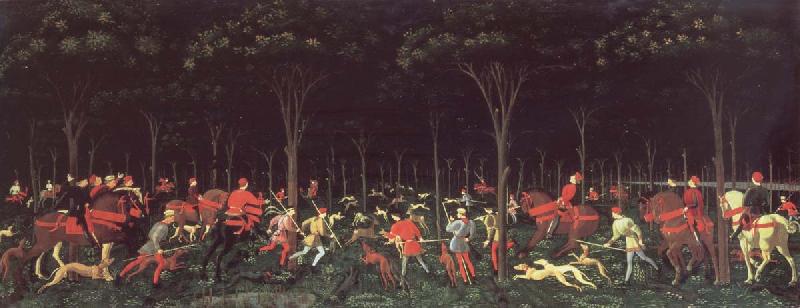 UCCELLO, Paolo Hunt in night Spain oil painting art